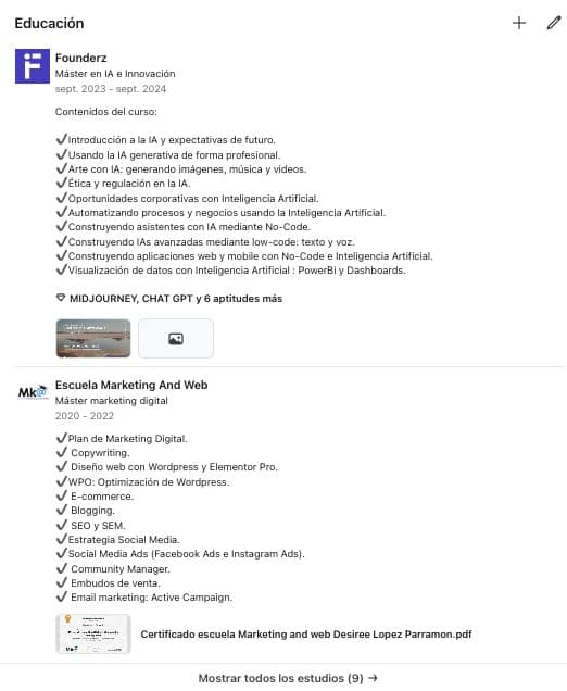 Optimizar perfil Linkedin - Educación