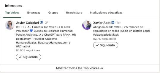 Optimizar perfil Linkedin- intereses