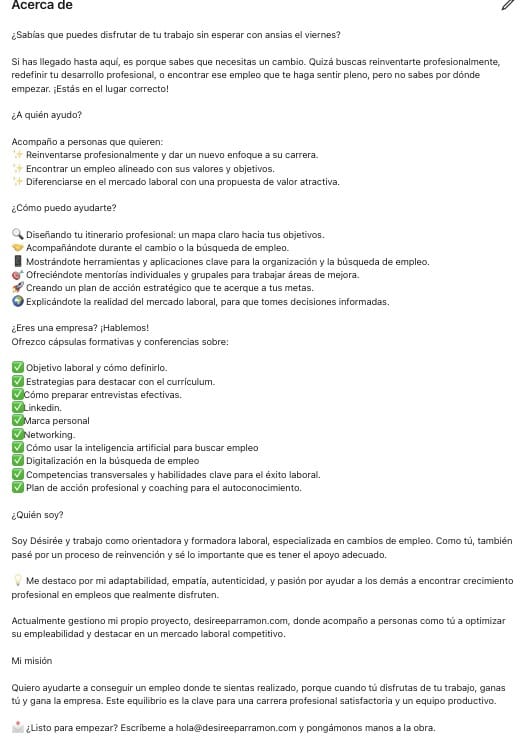 Optimizar perfil Linkedin- Acerca de